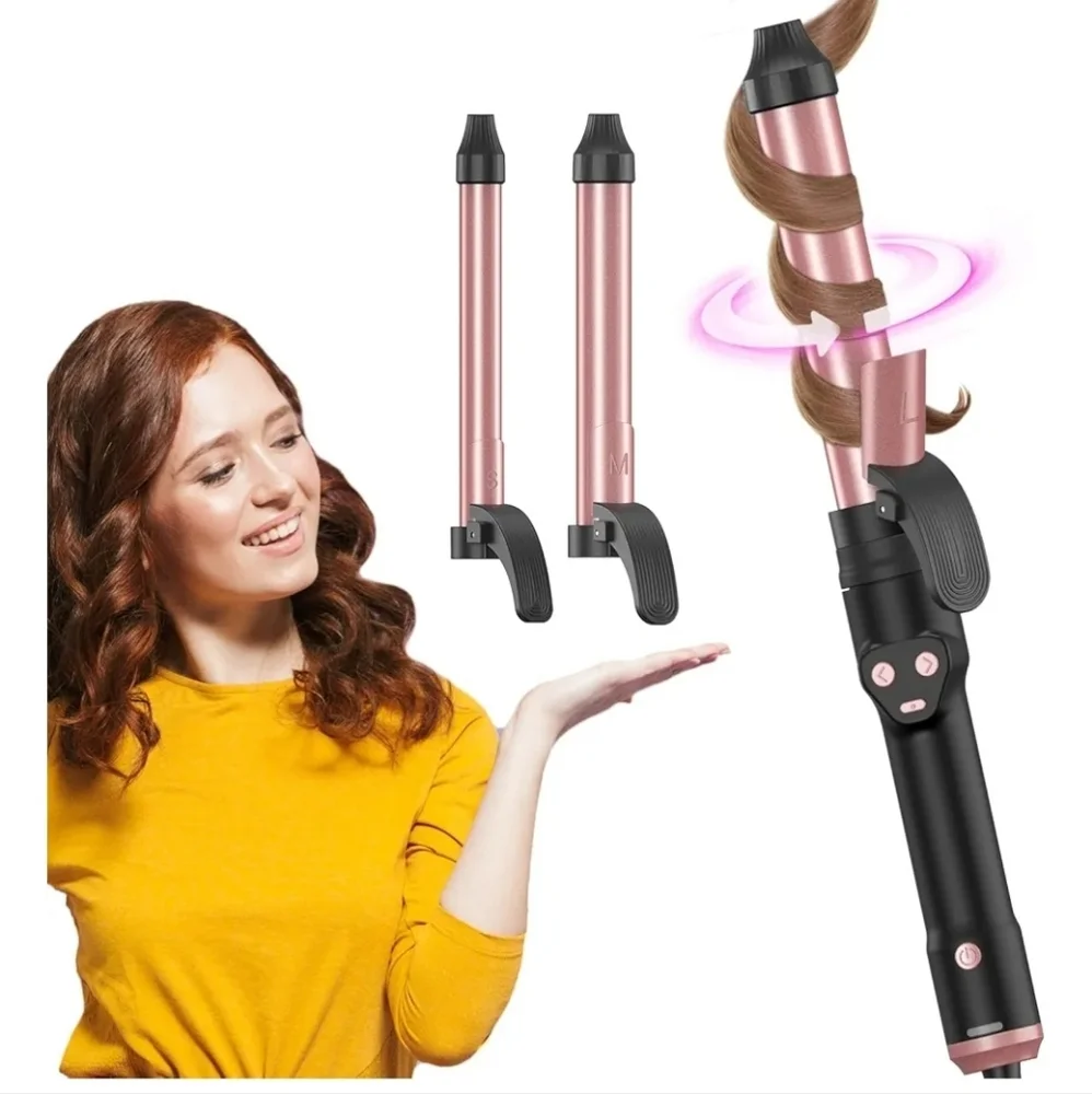 Mescomb 3-in-1 Automatic Curling Iron - Pink and Black